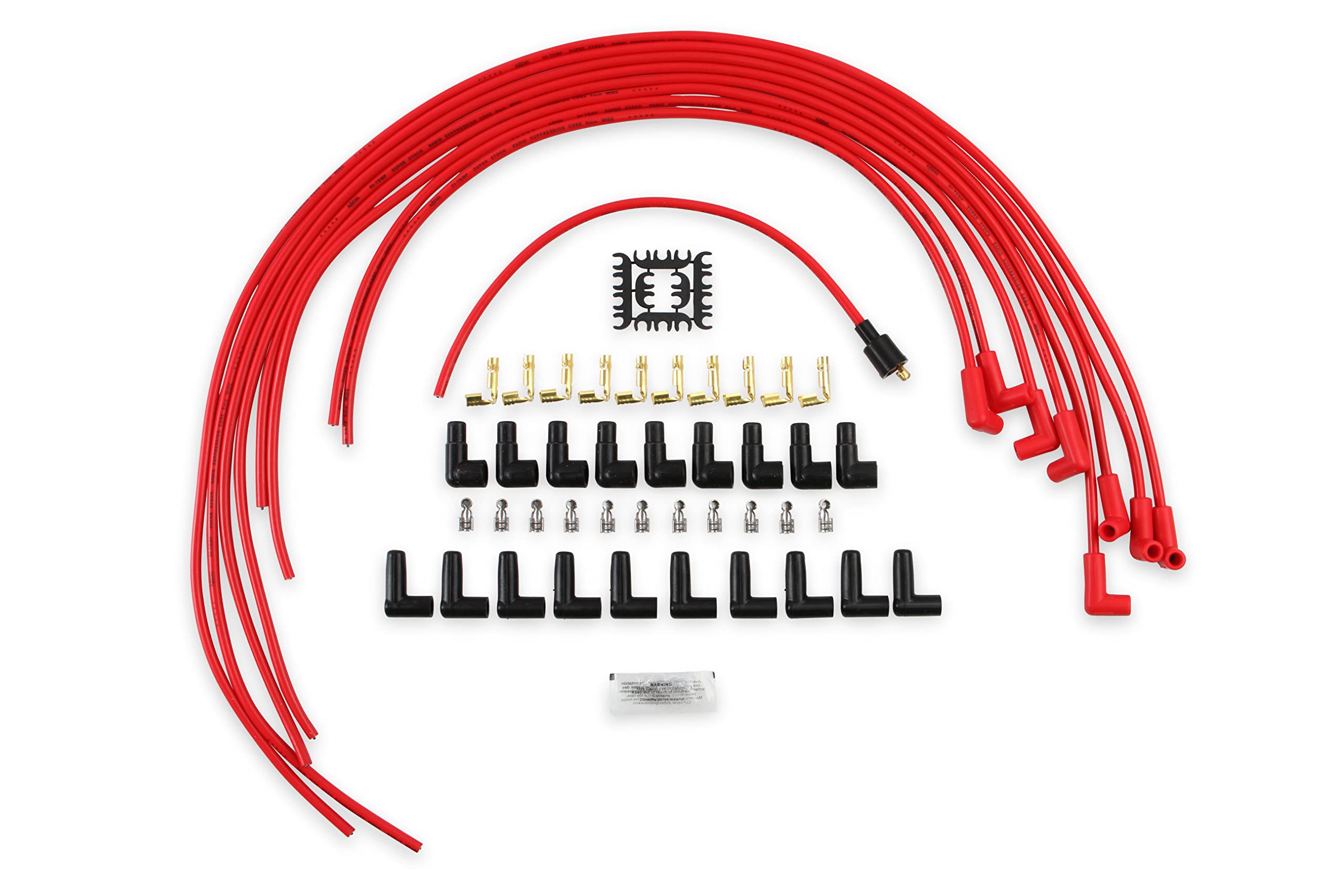 Spark Plug Wire Set- ACCEL 4041R - 8mm - Super Stock Universal with Graphite Core - Red Wire with Red 90 Degree Boots