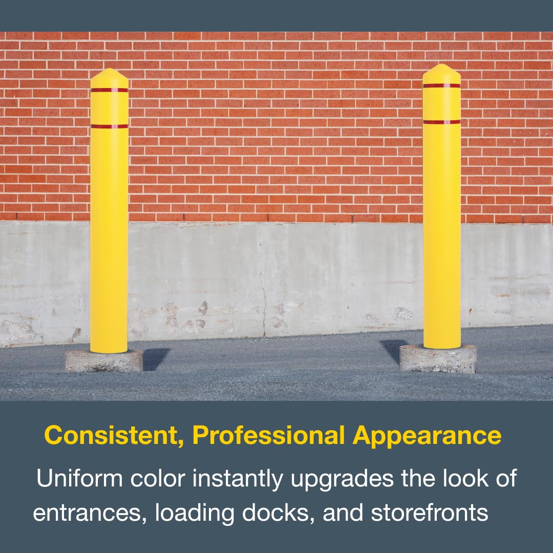 Bollard Covers Eagle for 8 Inch Poles - 57" Tall, Durable Smooth HDPE Plastic - Trimmable Yellow Bollard Post Sleeve for Parking Lots, Warehouses, and Loading Docks, 1737YRS