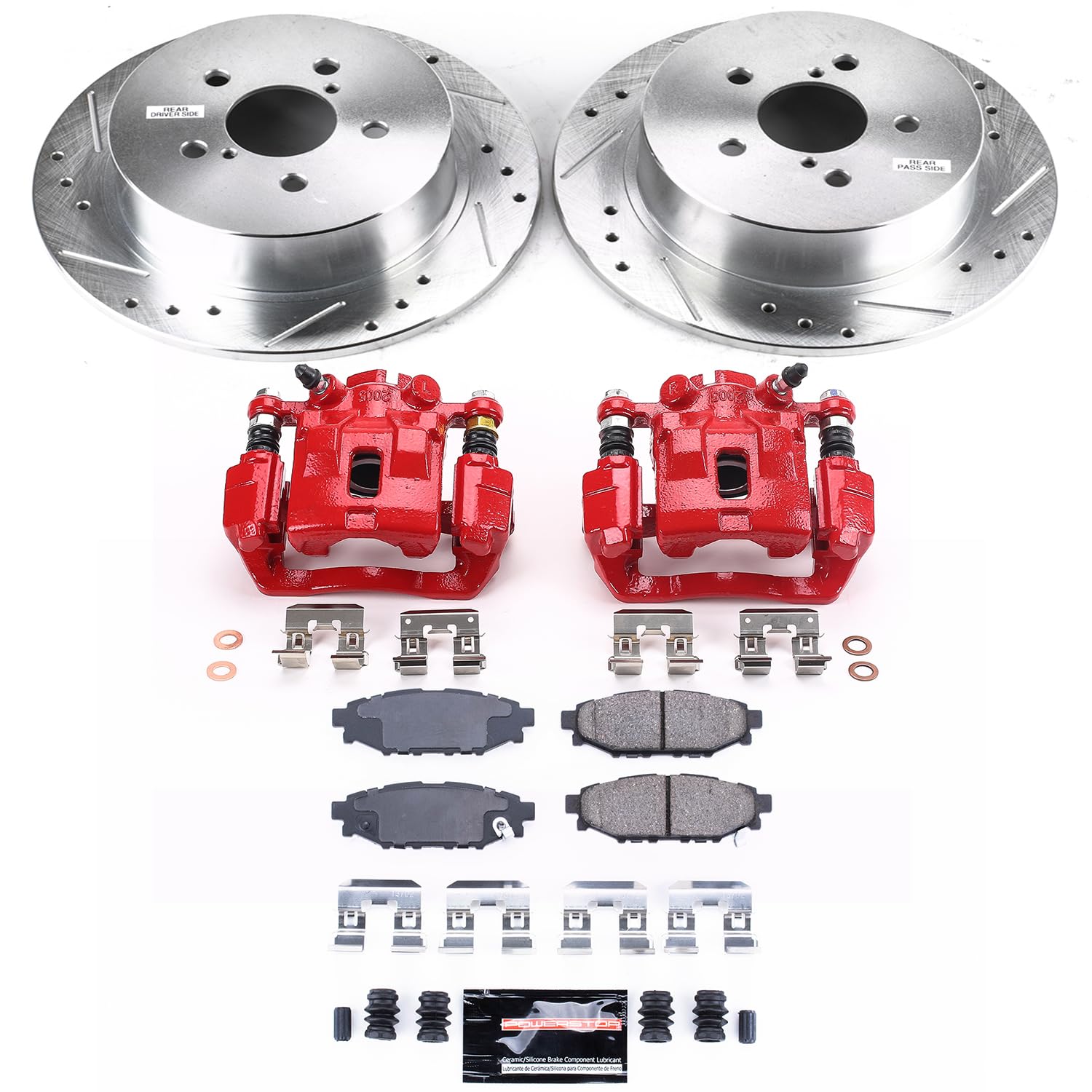 Power Stop Rear Z23 Evolution Sport Brake Upgrade Kit with Powder Coated Calipers For Subaru Legacy 2005, Subaru Outback 2005 [Model Specific]