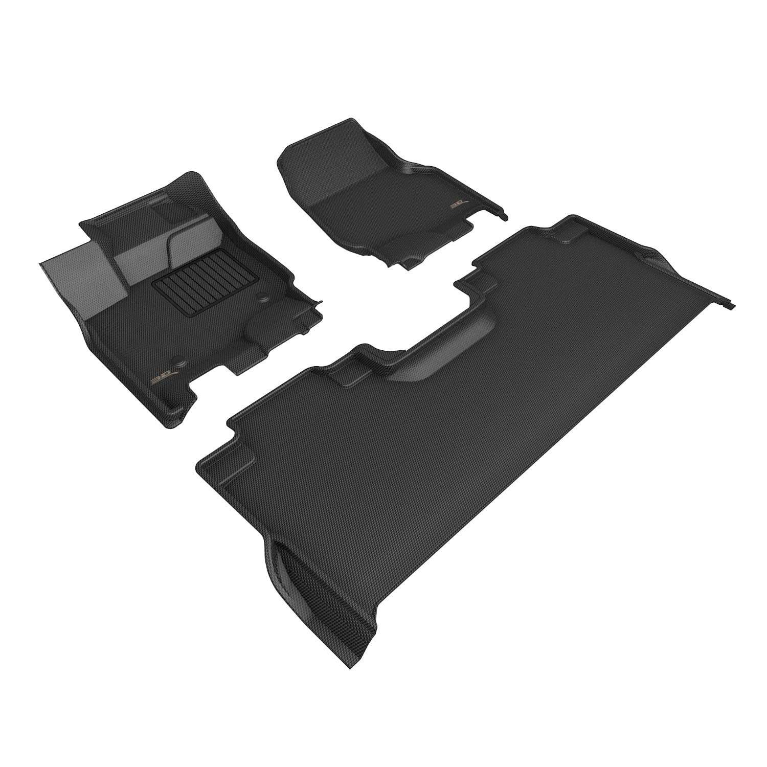 MAXpider 3D Custom Fit Kagu Floor Mat (Black) Compatible with Ford F-150 Supercrew 2021-2026 / F-150 Lightning Supercrew 2022-2026 (w/ Bucket Seats, Underseat Storage) - Full Set