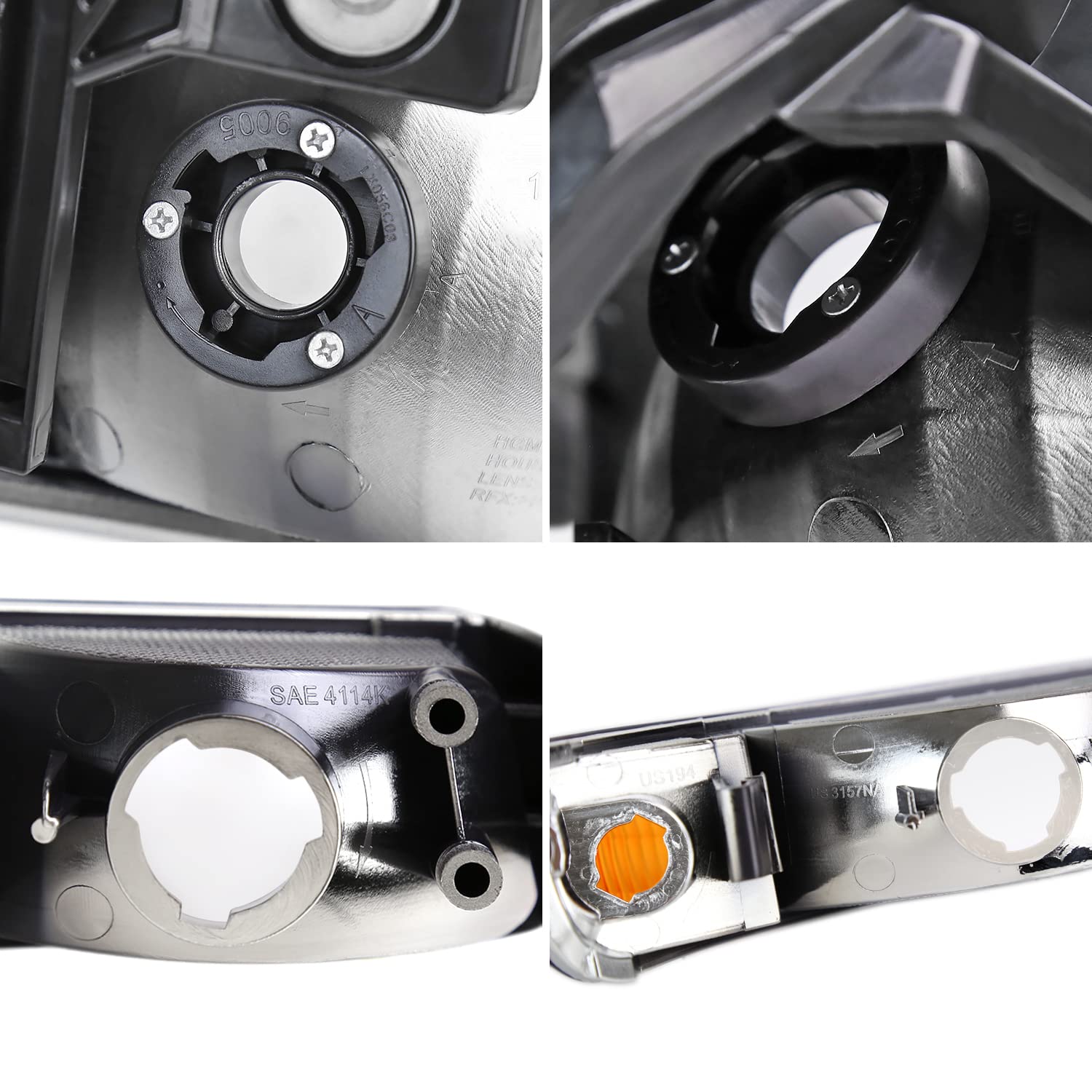 Chrome Headlights + Bumper Lights SPEC-D TUNING Compatible with 1999-2006 GMC Sierra 1500 2500 3500, Left + Right Pair Headlamp Assembly