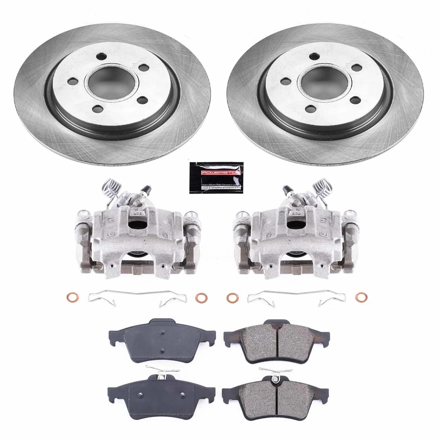 Power Stop KCOE4613 Replacement Autospecialty Rear Caliper Kit-Rotors, Ceramic Brake Pads, Calipers For Volvo C30, Volvo C70, Volvo S40, Volvo V50 [Model Specific]