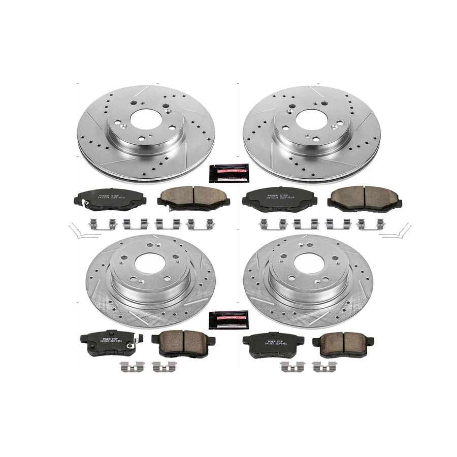 Power Stop K6491 Brake Kit with Carbon Fiber Brake Pads and Drilled Slotted Brake Rotors For 2013-2015 Honda Accord Coupe [LX-S] | 2013-2017 Honda Accord Sedan [LX - 11.1" Front Rotors]