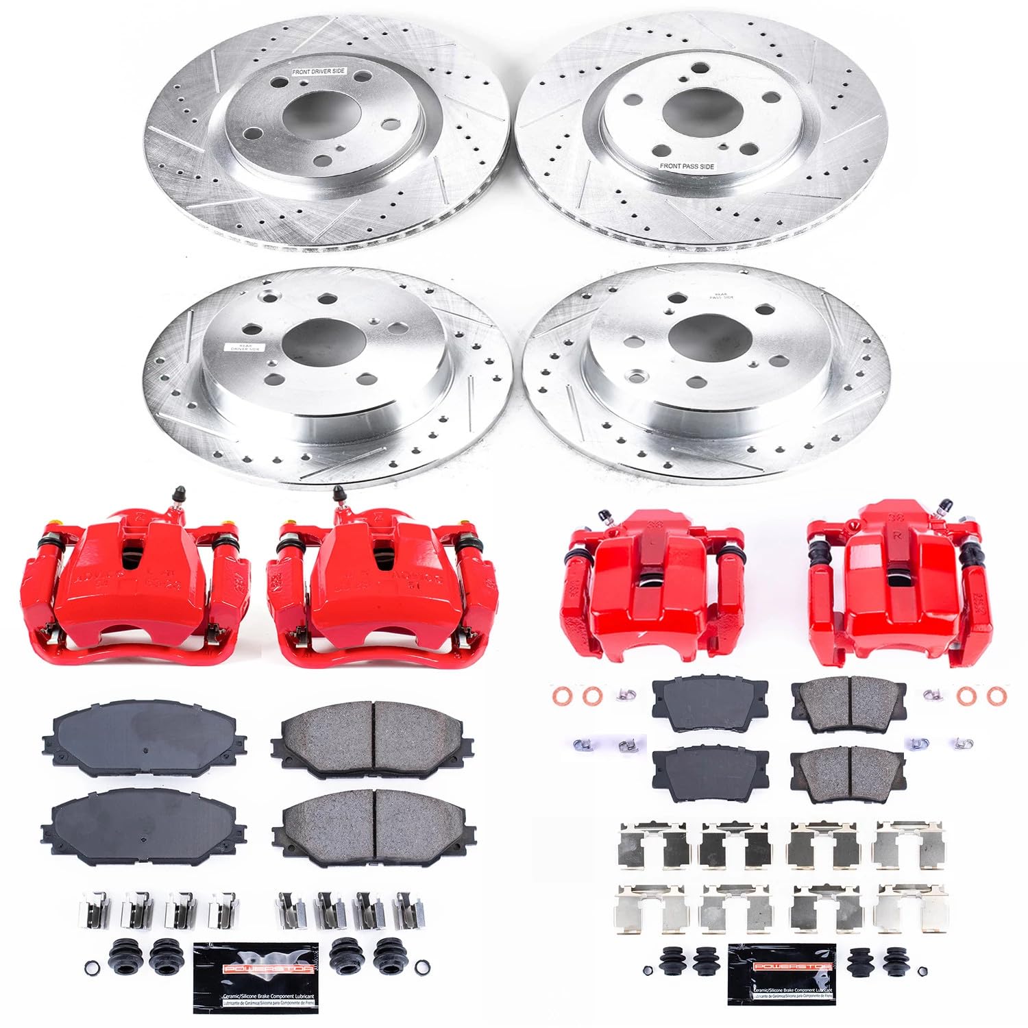 Power Stop Z23 KC4101A Evolution Sport Brake Upgrade Kit with Powder Coated Calipers- Front & Rear For Toyota RAV4 2011-2018 [Model Specific]