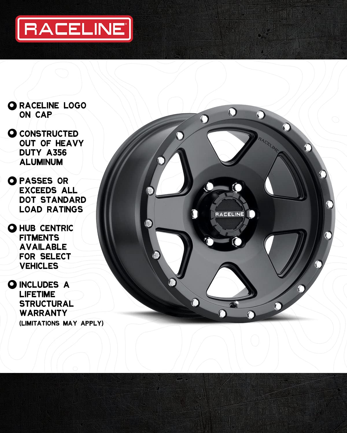 Black Raceline Wheels 946B BOOST Wheel 18X8"5X110 Bolt Pattern +35mm Offset/(5.88"B/S) 6 Spoke Aluminum Passenger Car Wheels, Full Size Replacement Black Car Rims