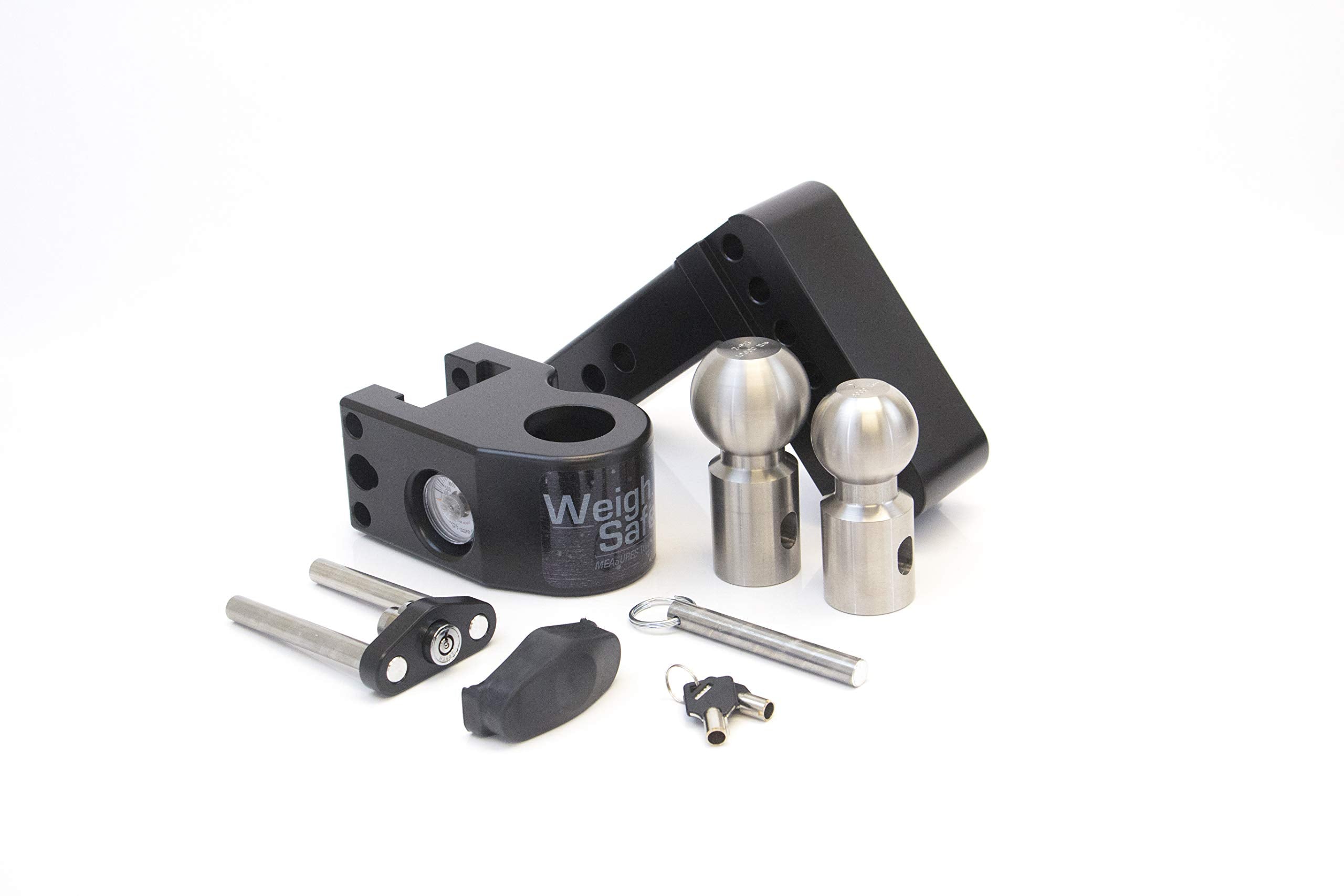 Weigh Safe 4" Drop Hitch WS42CERBLA, 2" Receiver - Adjustable Aluminum Trailer Hitch Ball Mount w/Built-in Scale, 2 Stainless Steel Balls (2"&2-5/16") Black CERAKOTE -Lifetime Gauge Warranty