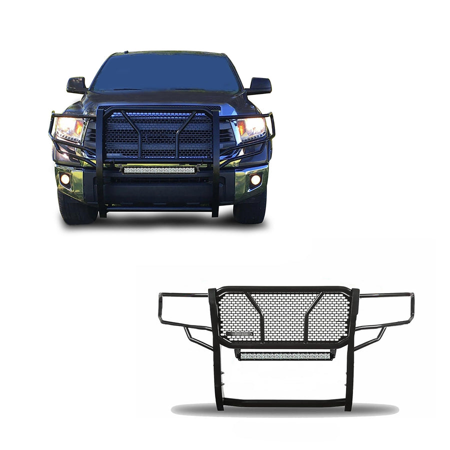 Heavy Duty Black Horse RUGGED Grille Brush Bumper Guard Modular Come with 20" Double Row LED Light Compatible with 2007-2020 Toyota Tundra|2008-2022 Toyota Sequoia-RU-TOTU07-B-KIT
