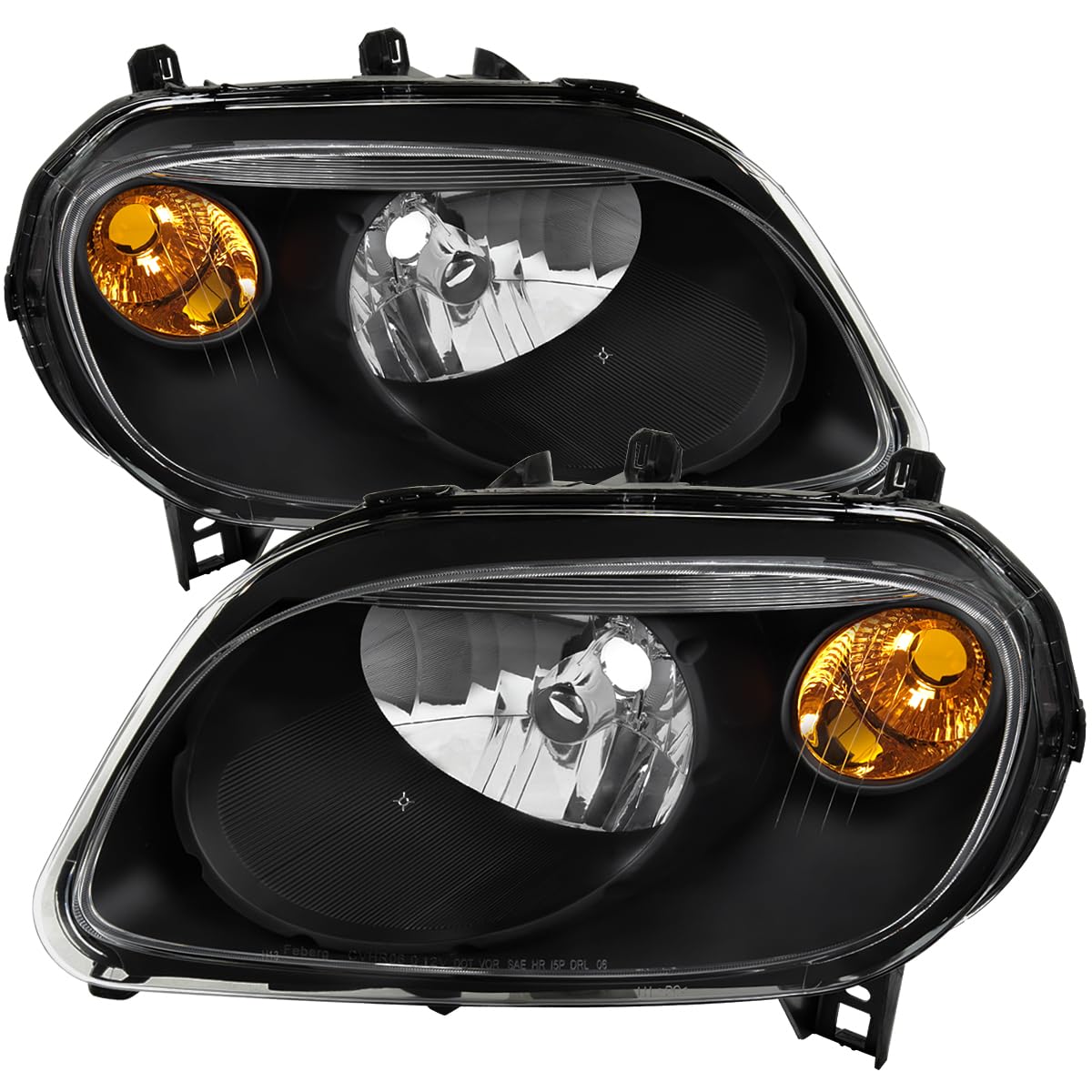 Black Headlights SPEC-D TUNING Compatible with 2006-2011 Chevy HHR, Left + Right Pair Headlamp Assembly
