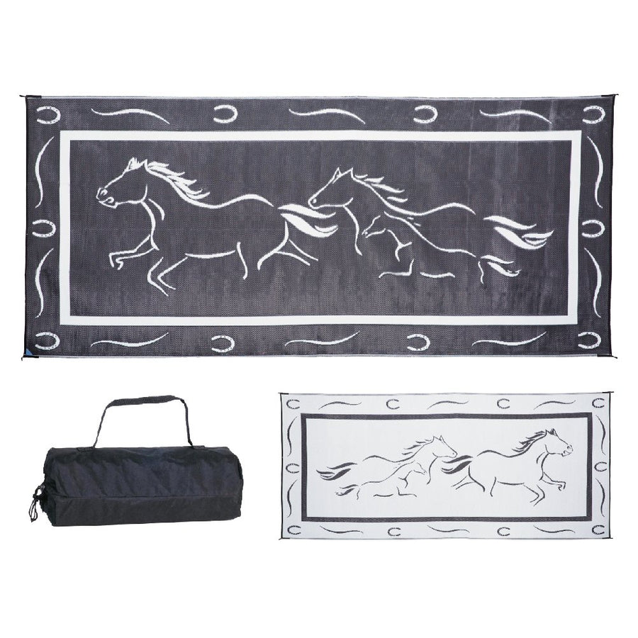Camping Stylish GH8181 Black/White 8' x 18' Galloping Horses Mat, 1 Pack