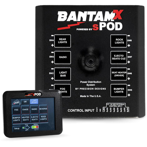BantamX SPOD 8 Relay Power Control System with Touch Screen Controller and Integrated Bluetooth for Off-Road 4x4, Trucks - USA 5-Year Warranty (Universal Fit; 36" Battery Cable)