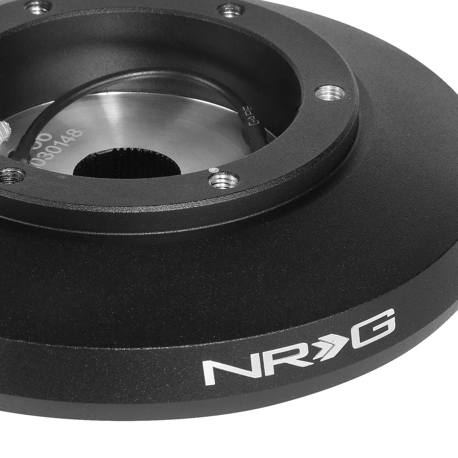 NRG Innovations Short Hub Racing Style Steering Wheel, Lockable Aluminum Steering Shaft, 6x70mm Bolt Pattern Quick Release Adapter Unit, Compatible With 13+ Mini Cooper Gen3, Black, NRG-SRK-F56H