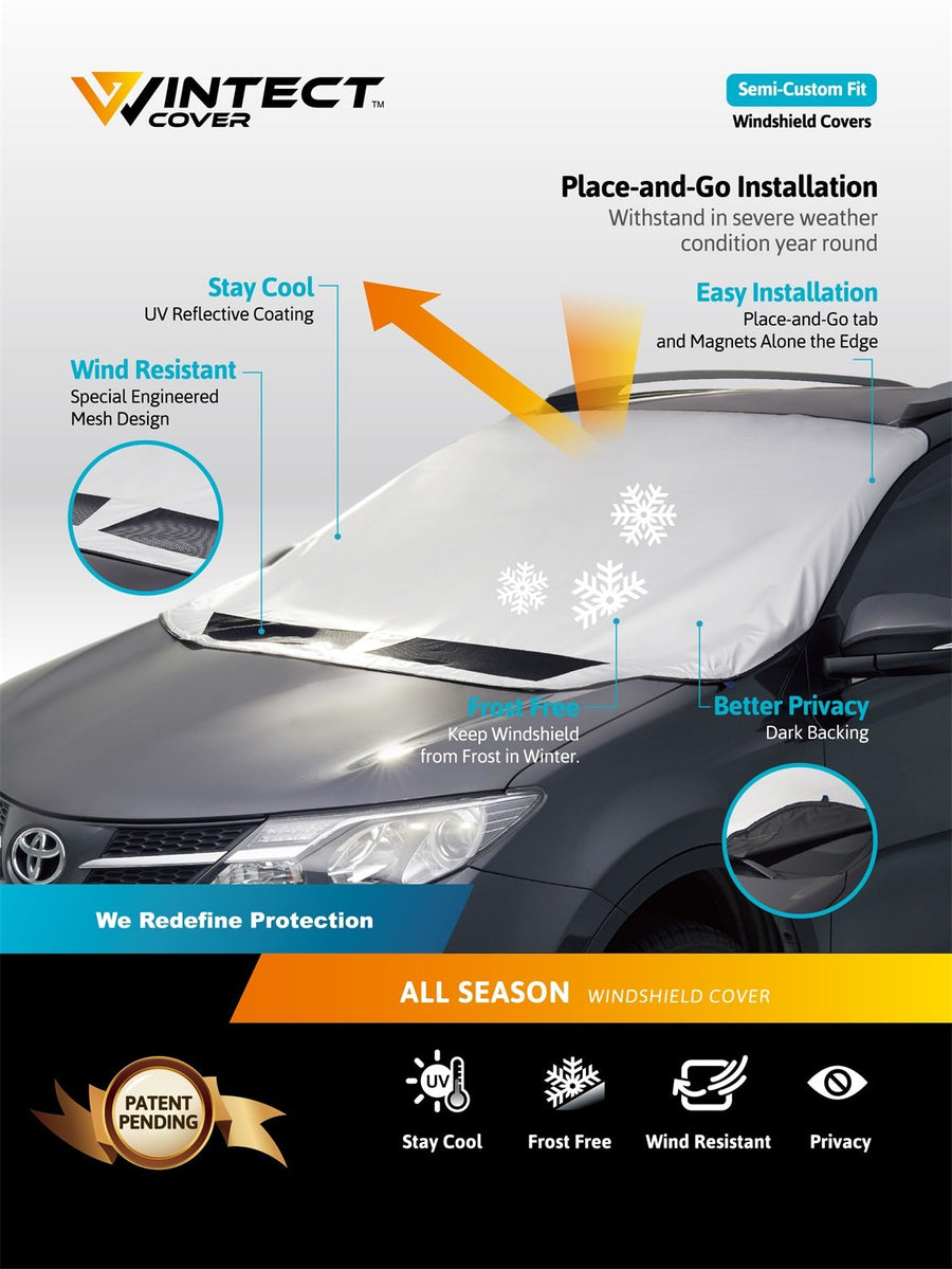 Wintect 3D MAXpider Semi-Custom Fit All Season Windshield Cover - (Black/Silver) (63" x 43" x 67")