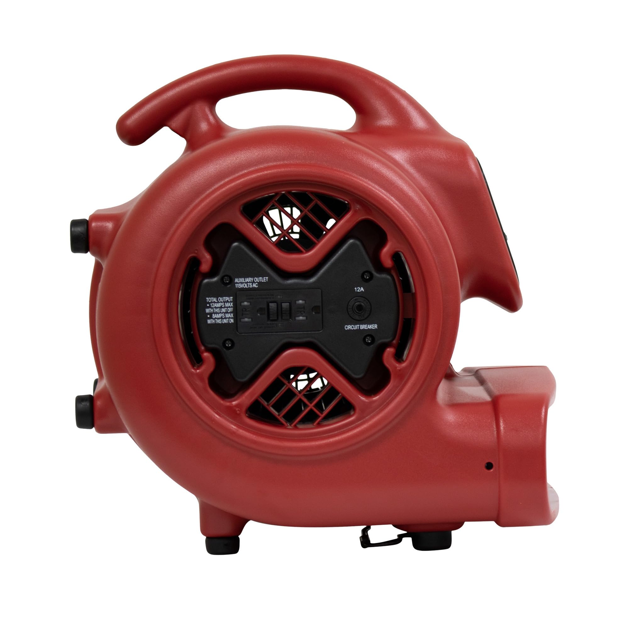 1/3 HP XPOWER 3 Speed Air Mover w/GFCI Power Outlets, Fan Type Carpet Blowers, Fan Diameter 8.25 in, Air Delivery 2400 cfm, Model# X-600A-Red