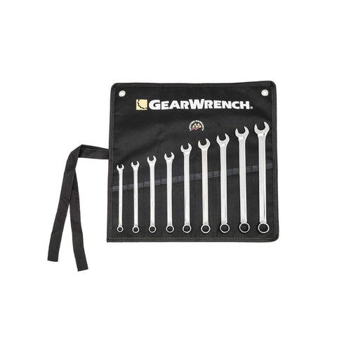 Long Pattern GEARWRENCH Combination Metric Wrench Set with Tool Roll 9 Pc., 12 Point - 81932