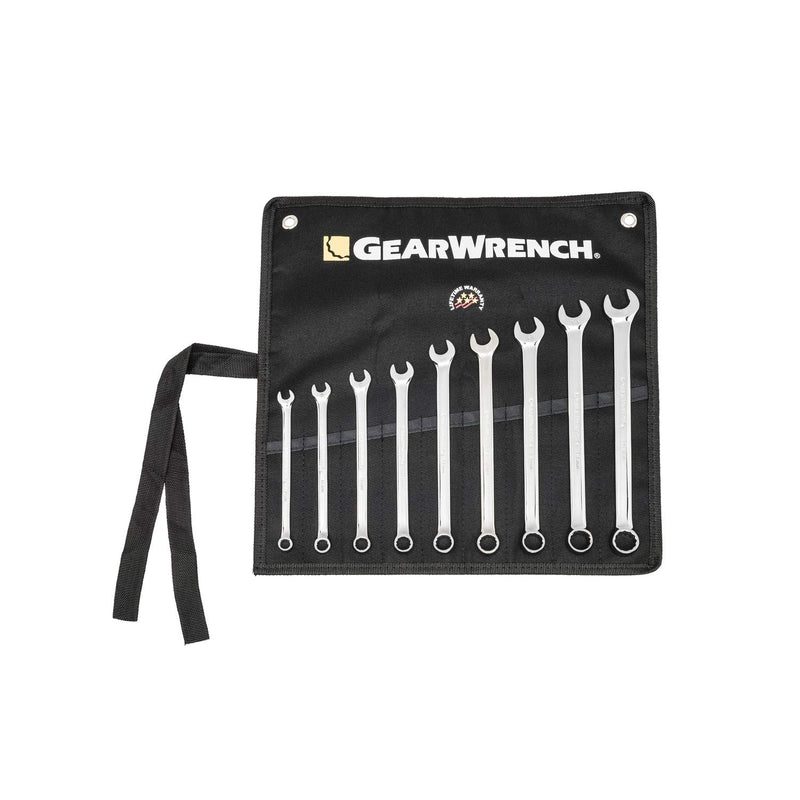 Long Pattern GEARWRENCH Combination Metric Wrench Set with Tool Roll 9 Pc., 12 Point - 81932