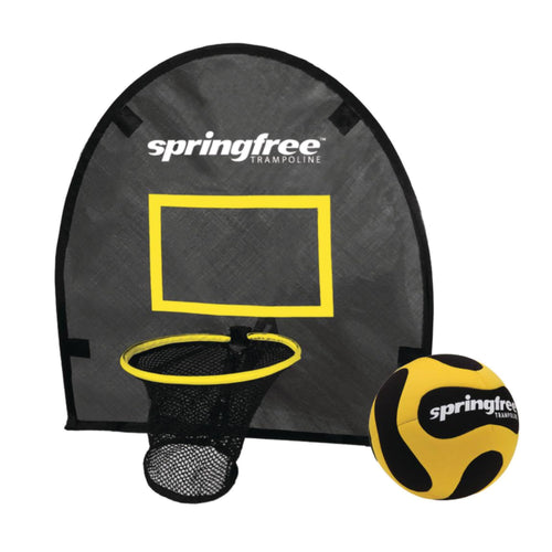 Springfree Basketball Hoop FlexrHoop Attachment for Trampolines with Ball & Pump - Soft Accessory for Outdoor Backyard Recreational Trampoline, Active Play & Jumping Fun for Kids, Adults & Family