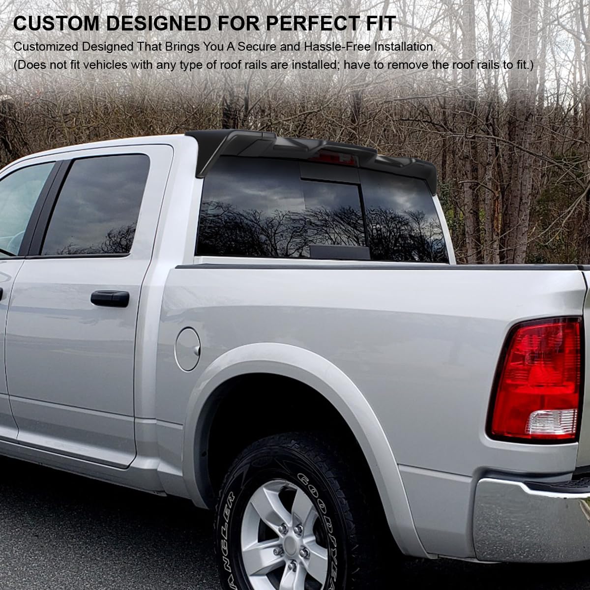Matte Black SPEC-D TUNING Rear Roof Spoiler Cab Wing For 2013-2018 Dodge Ram 1500 Models
