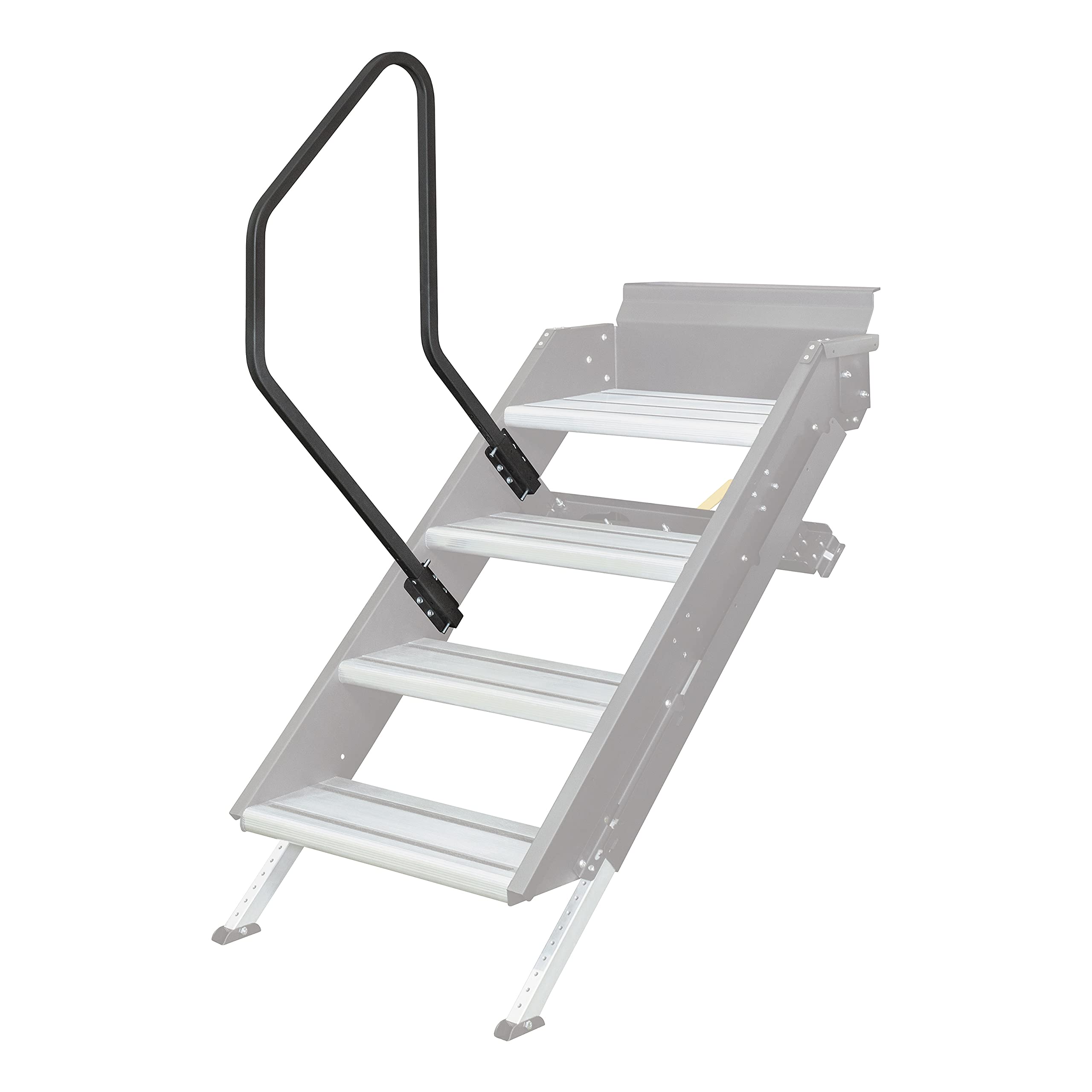 Lippert Entry Assist Handrail Solid Step, Accommodates Door Widths up to 36”, Easy Installation, Locking Pins for 5” Adjustment, for 5th Wheel RVs, Travel Trailers, Motorhomes - 799640, Black