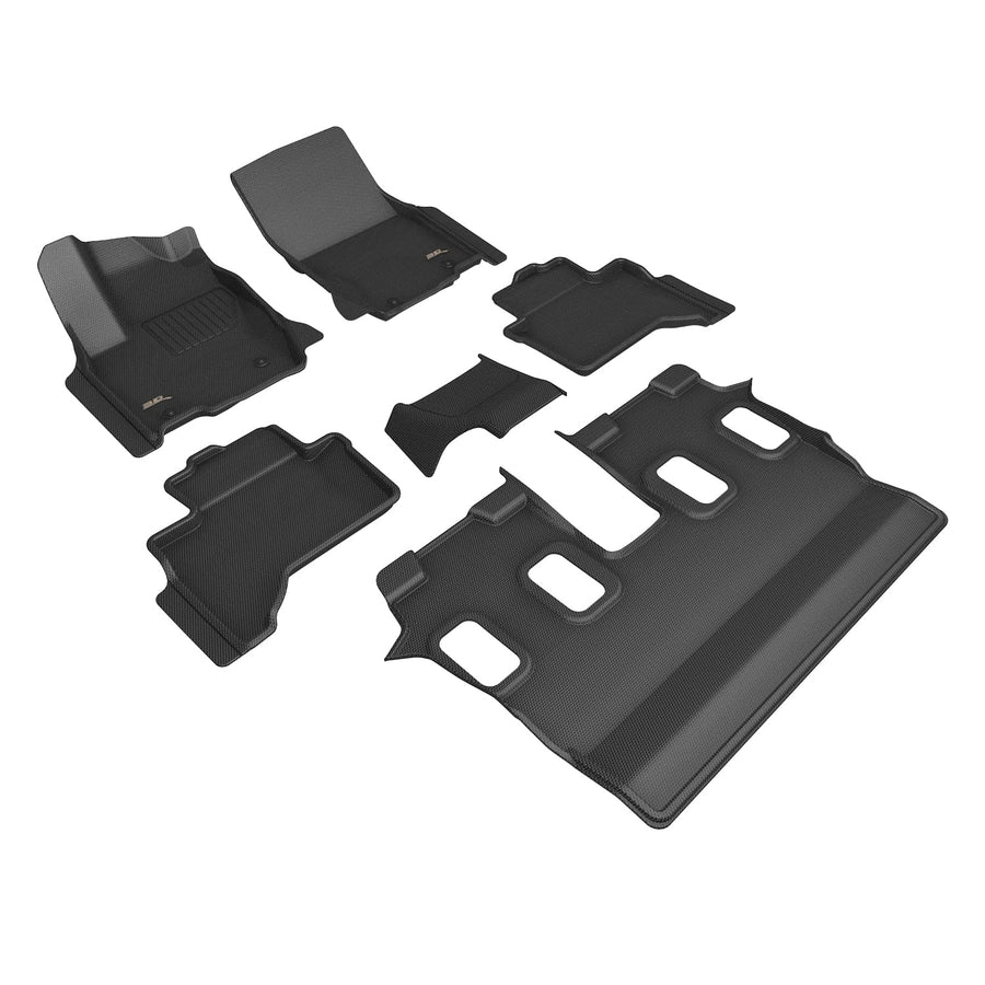 3D MAXpider Kagu Custom Fit Floor Mat (Black) Compatible with Lexus GX 550 6-Seat 2024-2026 (Trim for 2nd Row Cool Box) - Full Set