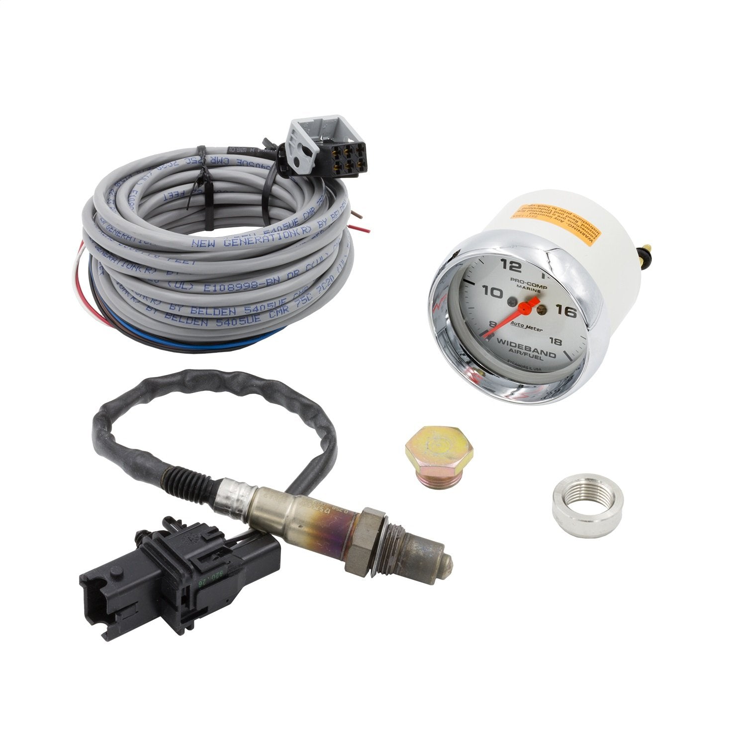 Gauge, AutoMeter 200870-35 Air/Fuel Ratio-Wideband, Analog, 2 5/8", 8:1-18:1, Stpr Mtr, Marine Chrme