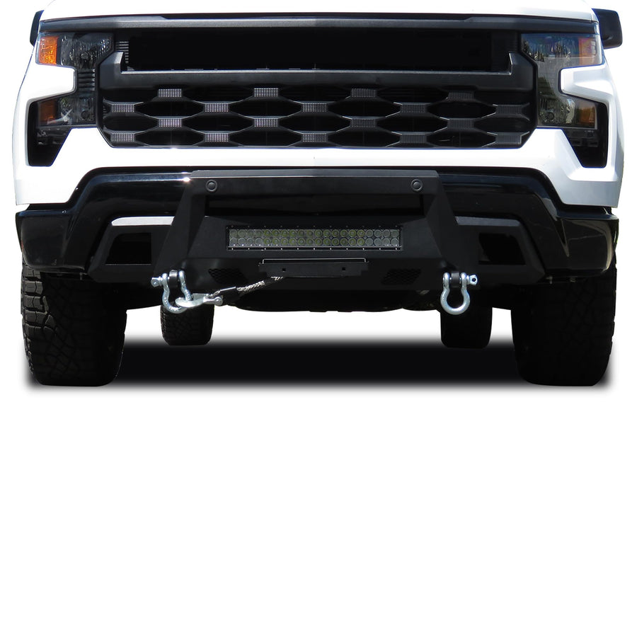 Heavy Duty Black Horse Armour III Front Winch Bumper Kit & Winch Textured Black Compatible with 2022-2024 Chevrolet Silverado 1500-AR3HD06-W12