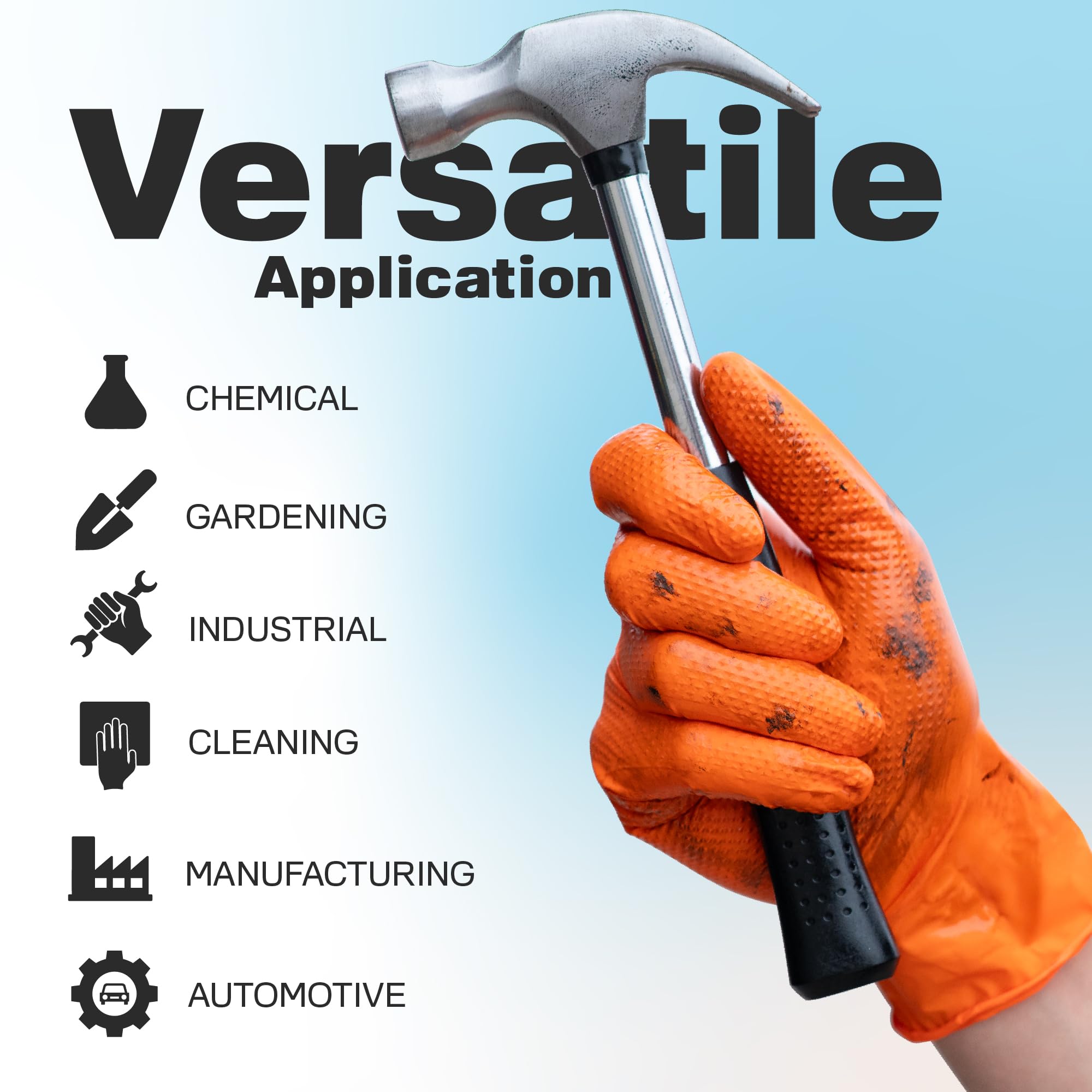 Diamond-Textured Raxwell Powder Free Nitrile Gloves - Work Gloves with Grip - Food Service Ready & Touch Screen Compatible - Small, Orange, 100 Count