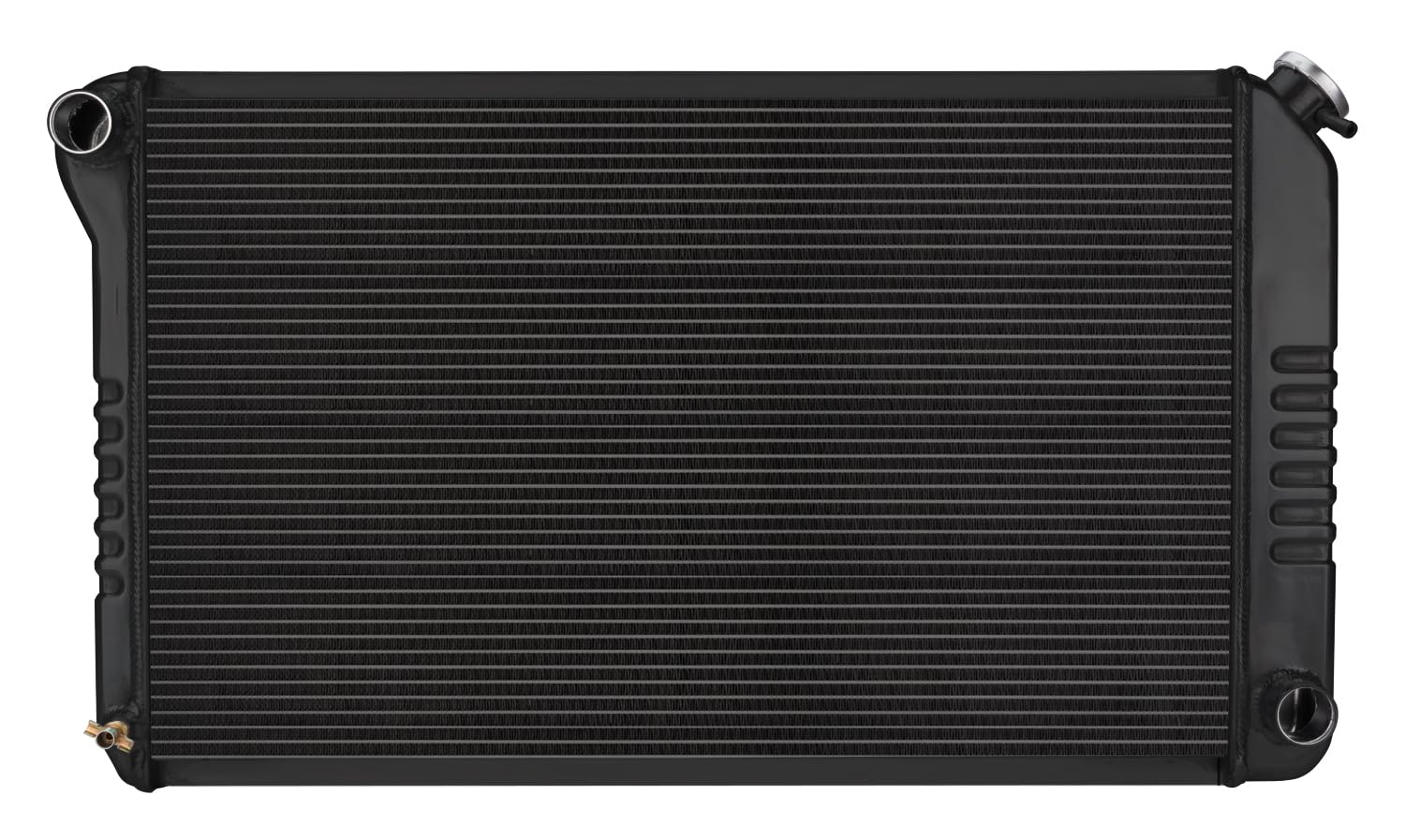 COLD - CASE Black Night Rider Series Cold Case Radiator, 33.2 in W x 18.8 in H x 3 in D, Driver Side Inlet, Passenger Side Outlet, Aluminum, Black Paint, Manual
