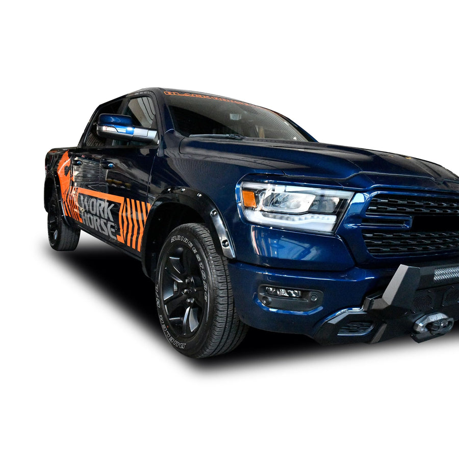 Fender Flares Black Horse Riveted Style Compatible with 2019-2022 Dodge Ram