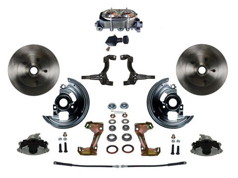 Manual LEED BRAKES Front Disc Brake Conversion Kit With Cast Iron Chrome Top M/C Adjustable Proportioning Valve