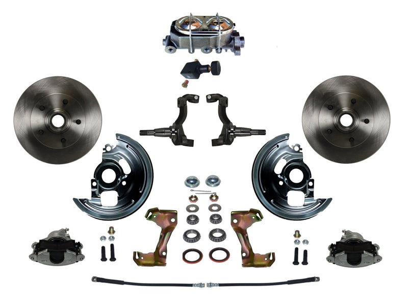 Manual LEED BRAKES Front Disc Brake Conversion Kit With Cast Iron Chrome Top M/C Adjustable Proportioning Valve