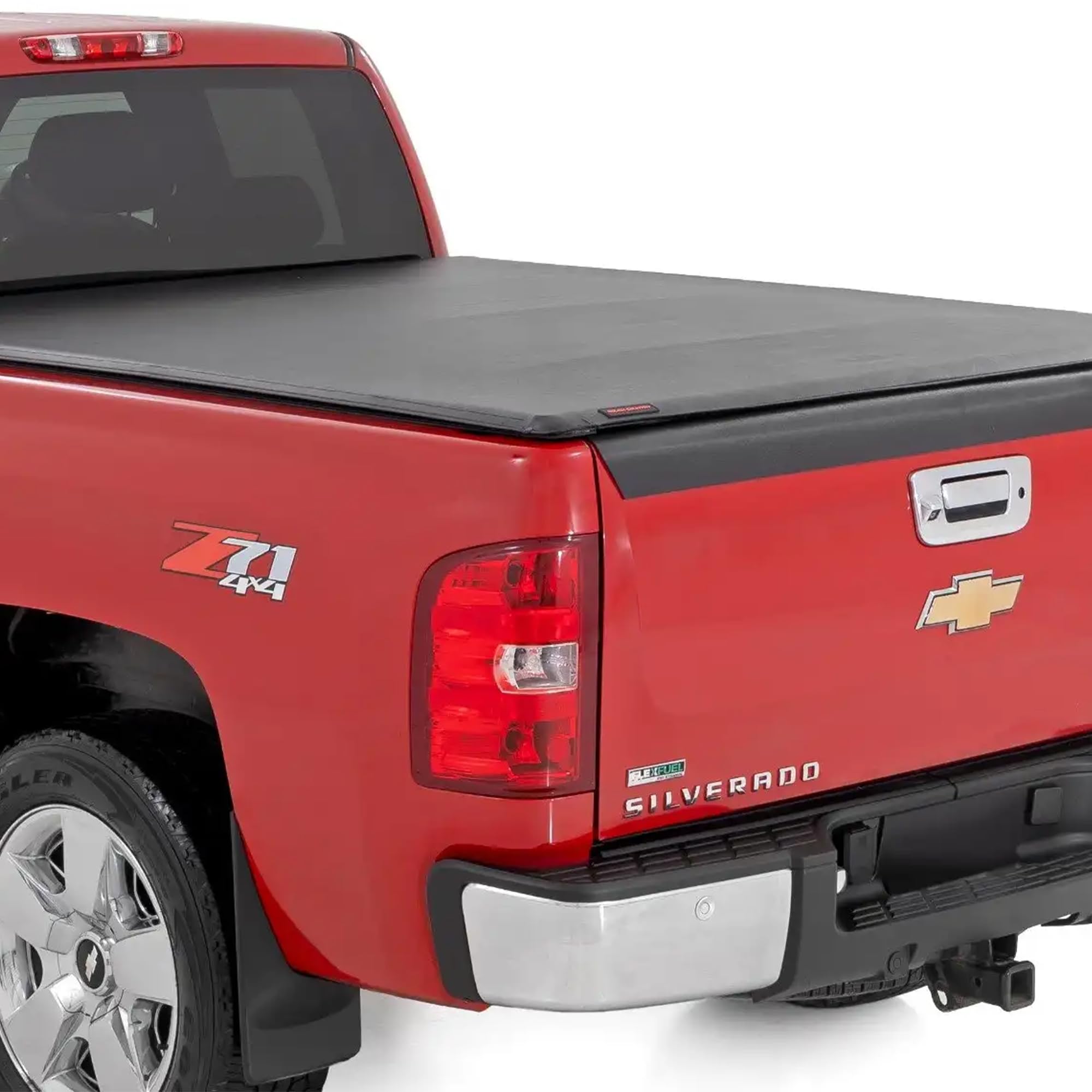 Soft Roll Up Rough Country Truck Bed Tonneau Cover for Chevy Silverado & GMC Sierra 1500/2500HD/3500HD (2007-2014) - Fits 6'7 (78.8-78.9") Bed
