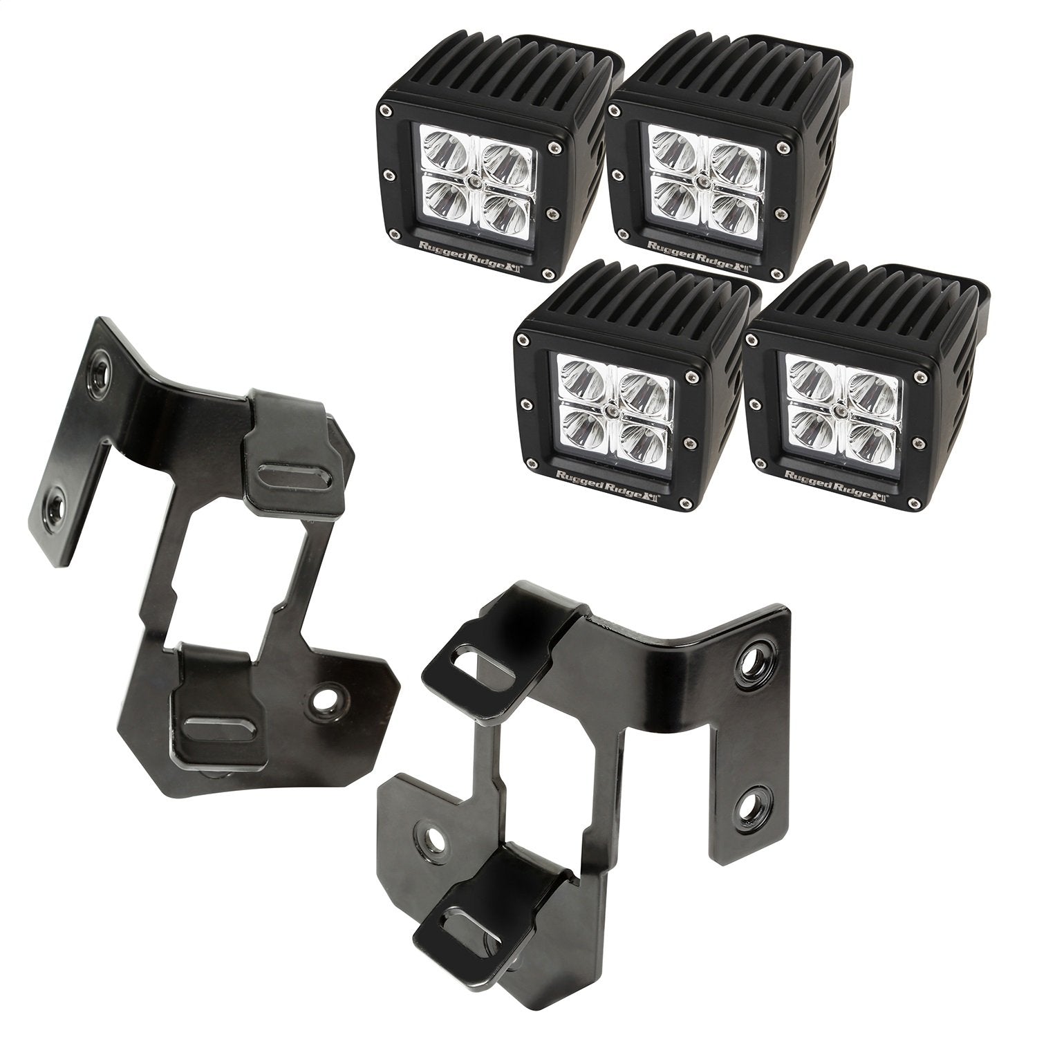 Rugged Ridge Light Mount Kit for JK/JKU Jeep Wrangler | A-Pillar, Square LED | 11232.33 | Fits 2007-2018 Jeep Wrangler JK/JKU