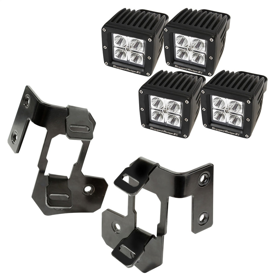 Rugged Ridge Light Mount Kit for JK/JKU Jeep Wrangler | A-Pillar, Square LED | 11232.33 | Fits 2007-2018 Jeep Wrangler JK/JKU