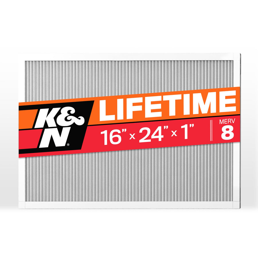 K&N HVAC Furnace Air Filter 16X24X1, Lasts a Lifetime, Washable, Merv 8, the Last Filter You Will Ever Buy, Breathe Safely at Home or in the Office, HVC-8-11624