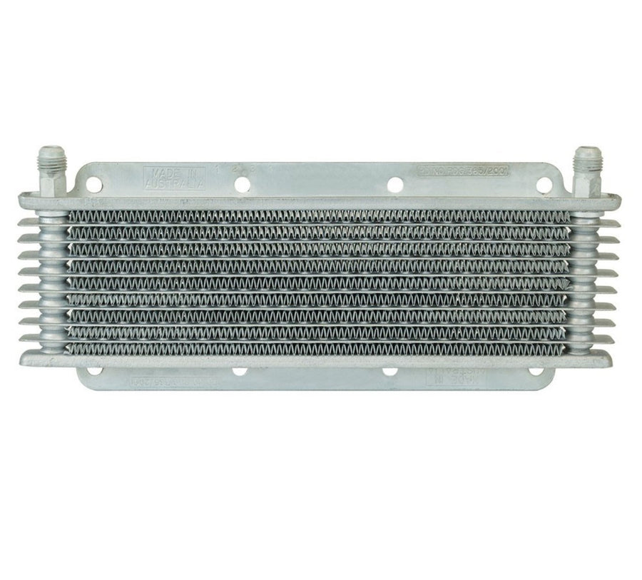 Stacked Plate 8-Row Transmission Cooler, 11 x 3 5/32 x 3/4" with -6 AN Fittings (400008)