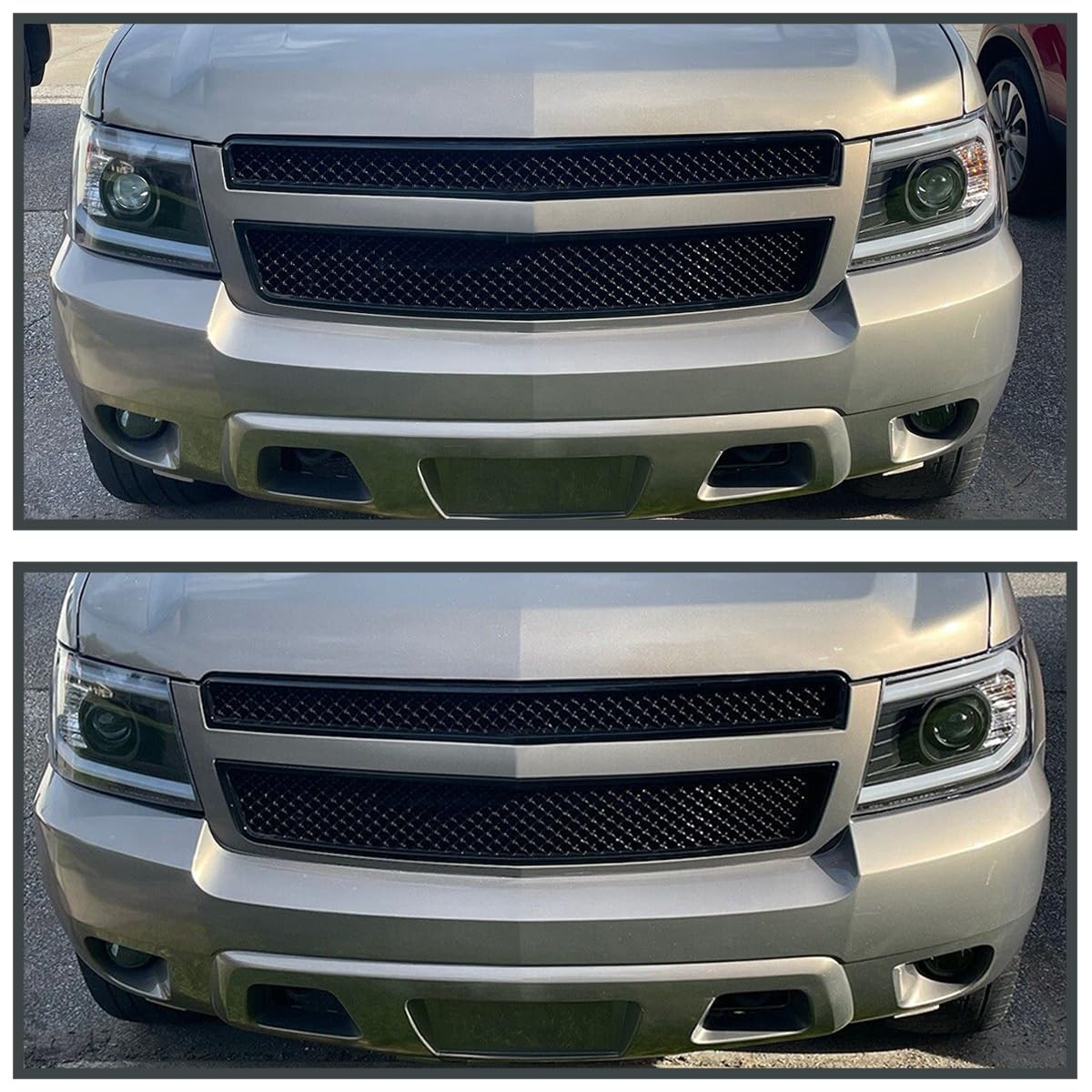 DRL LED Strip Projector Headlights SPEC-D TUNING Compatible with 2007-2014 Chevy Avalanche, Tahoe, Suburban 1500 2500, Left + Right Pair Headlamps Assembly