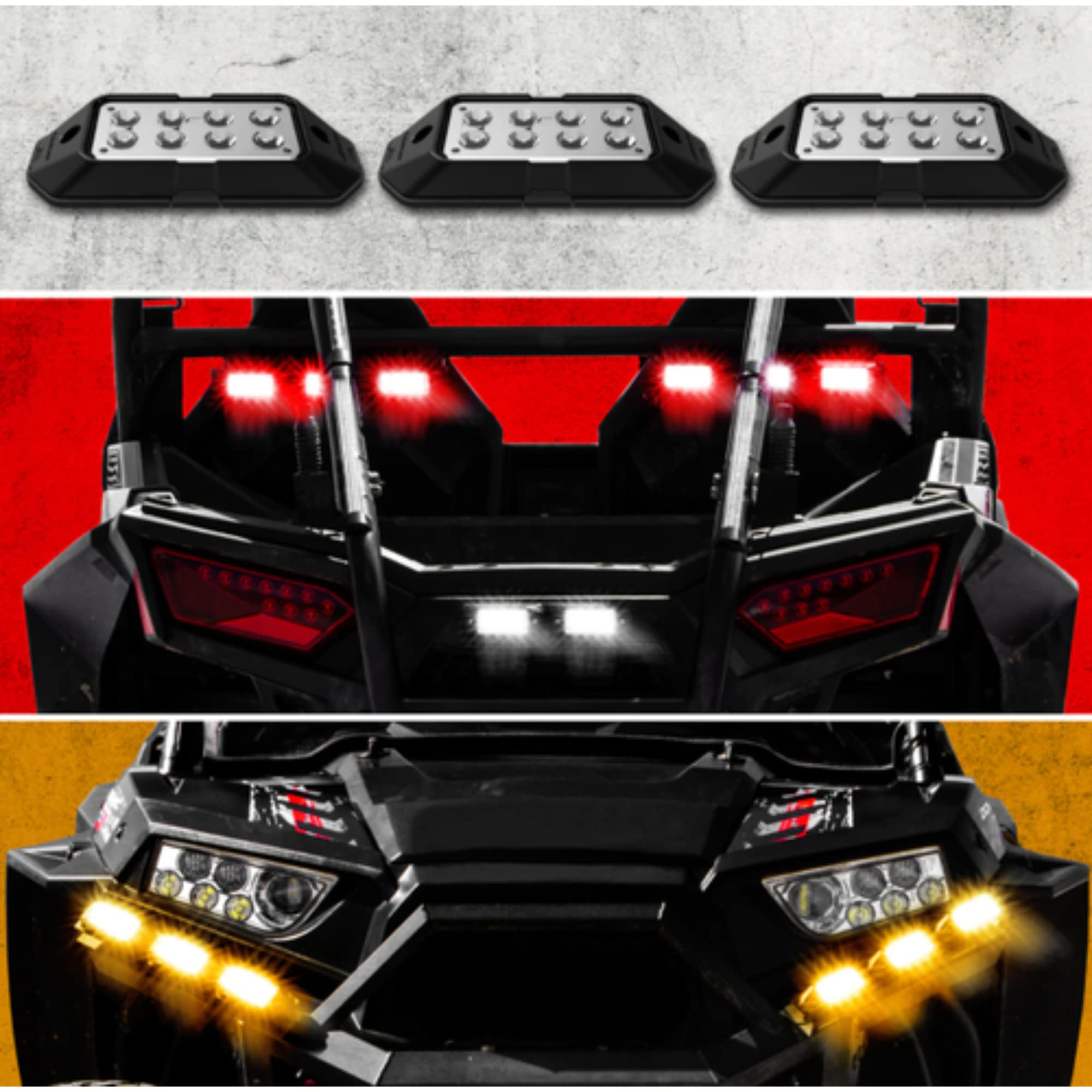 XKGLOW UTV Signal + Horn Kit - 2 White 2 Red 2 Amber Pods