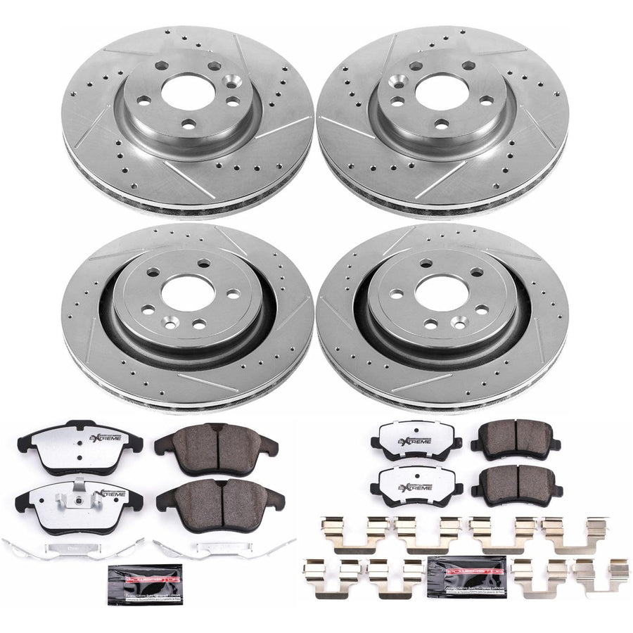 Power Stop K7638-36 Z36 Truck & Tow Front and Rear Brake Kit, Carbon Fiber Ceramic Brake Pads and Drilled/Slotted Brake Rotors