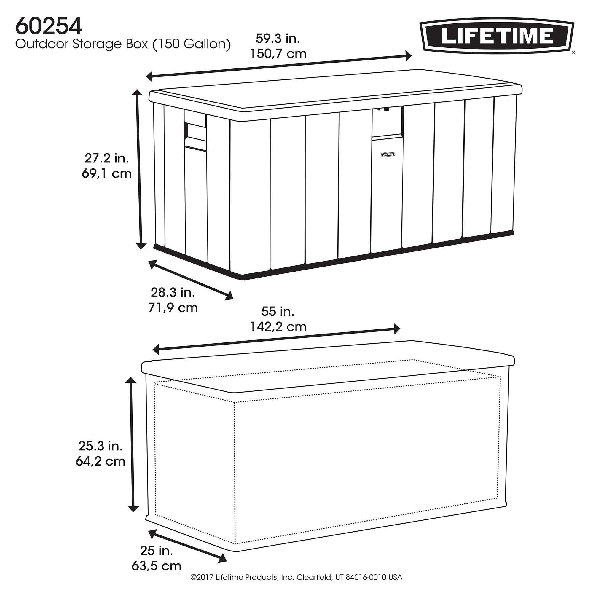 60254 LIFETIME Heavy-Duty Outdoor Storage Deck Box, 150 Gallon, Desert Sand/Brown