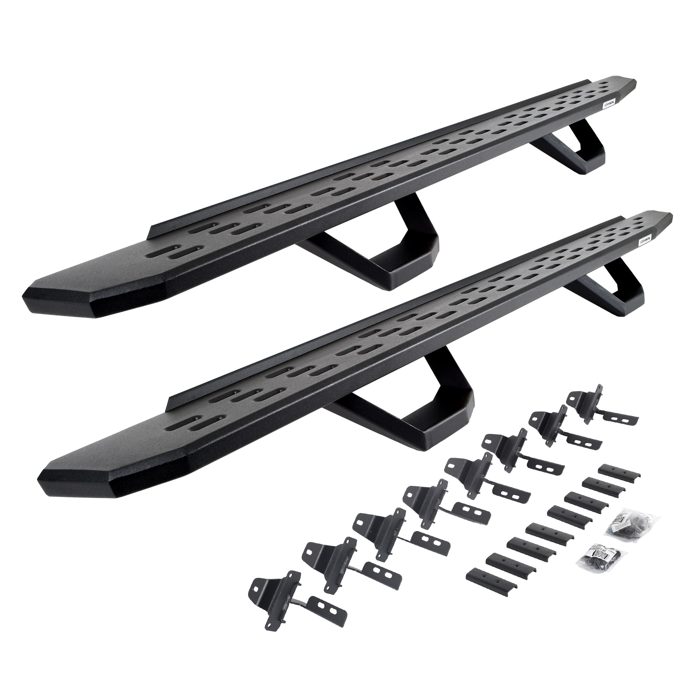 Go Rhino Running Boards RB30, Brackets, & 2 Pair of Drop Steps | Galvanized Steel, Textured Black | 6965168720PC | Fits 2020-2024 Jeep Gladiator, 4-Door
