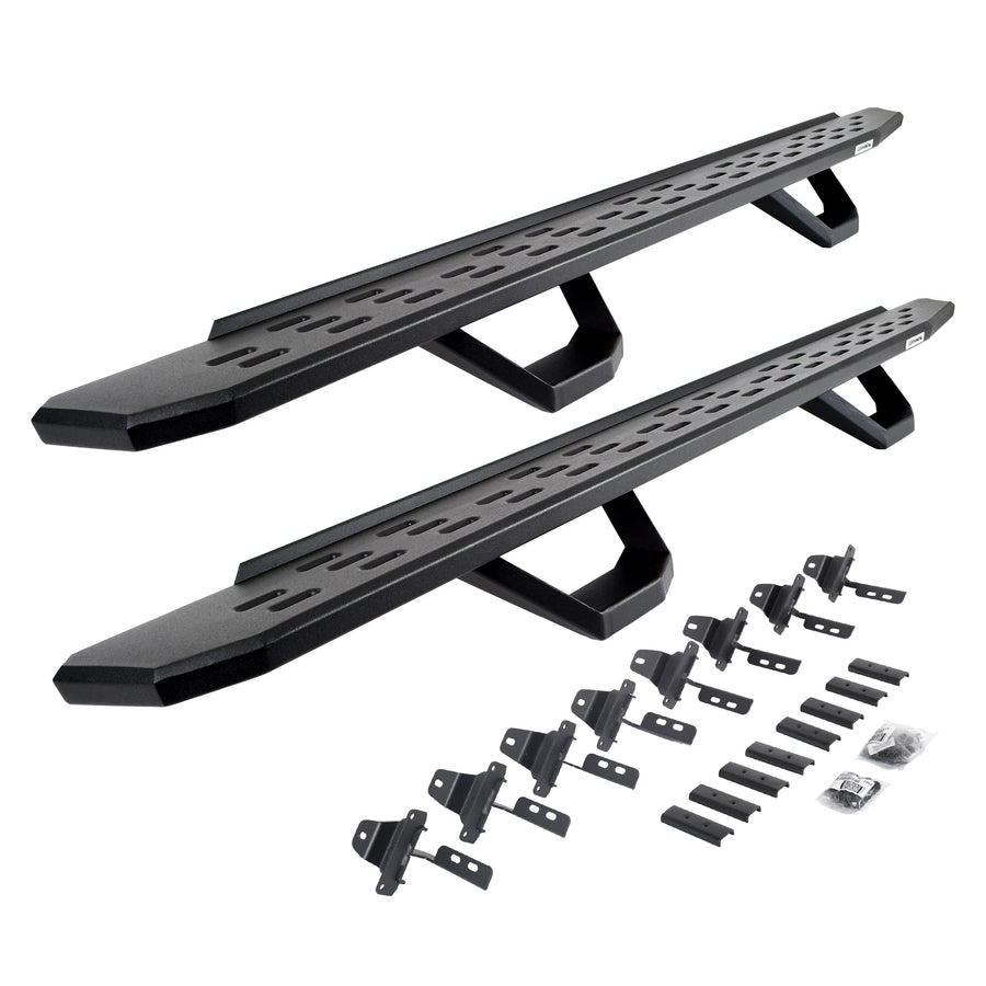 Go Rhino Running Boards RB30, Brackets, & 2 Pair of Drop Steps | Galvanized Steel, Textured Black | 6965168720PC | Fits 2020-2024 Jeep Gladiator, 4-Door