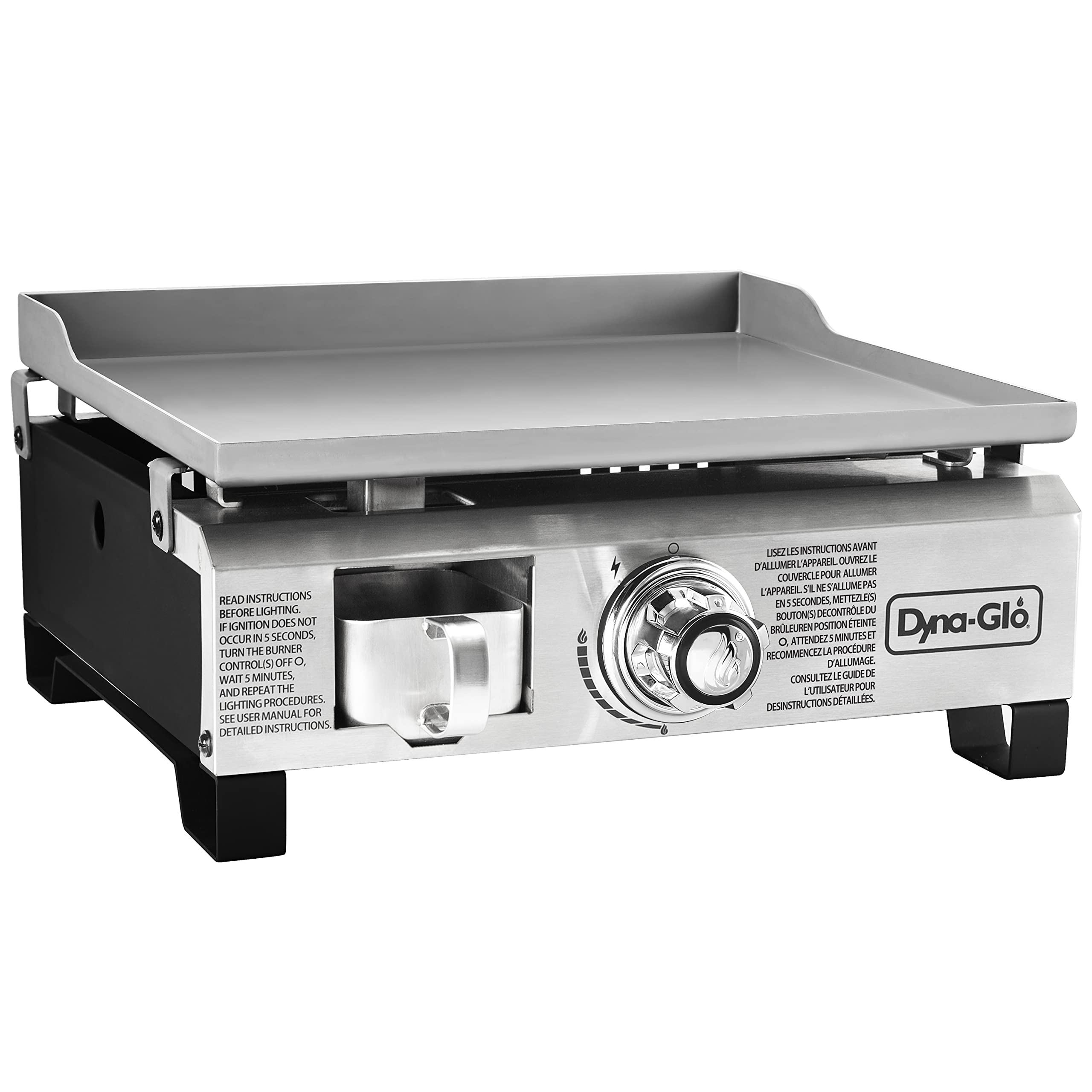 18,000 BTU Portable Liquid Propane Gas Griddle - Stainless Steel
