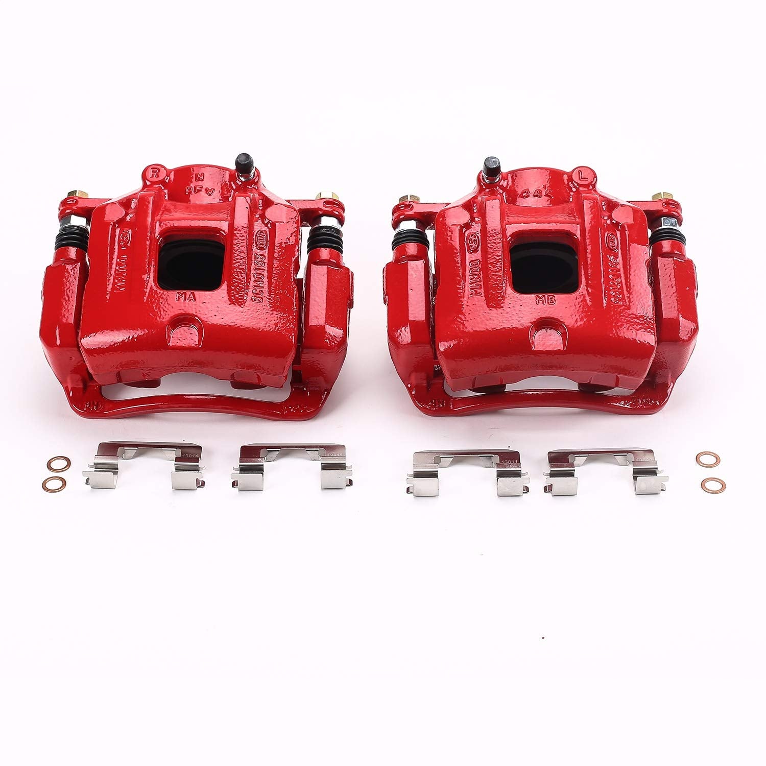 Power Stop Pair of High-Temp Red Powder Coated Front Calipers For Hyundai Santa Fe 2010-2012, Kia Sorento 2011-2013 [Model Specific]
