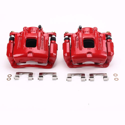 Power Stop Pair of High-Temp Red Powder Coated Front Calipers For Hyundai Santa Fe 2010-2012, Kia Sorento 2011-2013 [Model Specific]