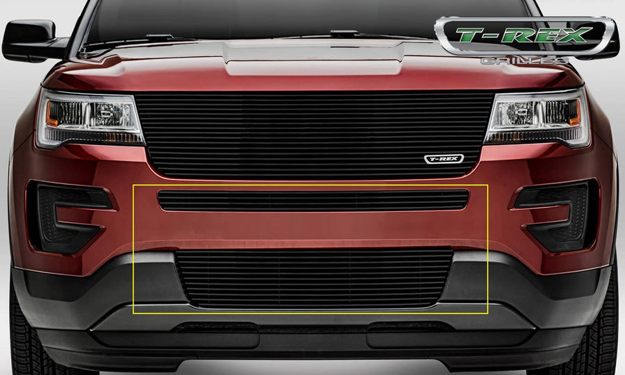 2016-2017 Explorer T-Rex Grilles Billet Bumper Grille, Black, 2 Pc, Insert, Does Not Fit Vehicles with Camera - PN #25664B