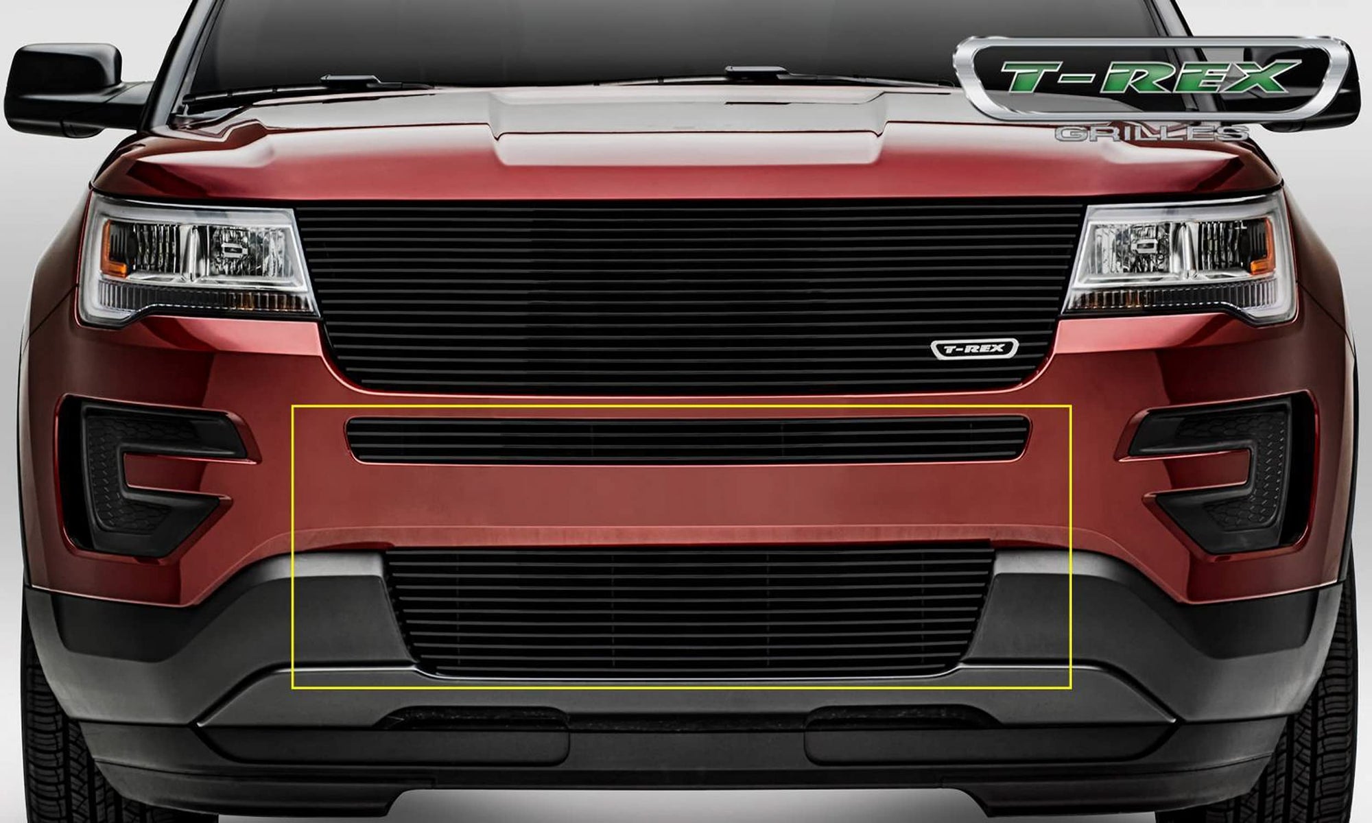 2016-2017 Explorer T-Rex Grilles Billet Bumper Grille, Black, 2 Pc, Insert, Does Not Fit Vehicles with Camera - PN #25664B