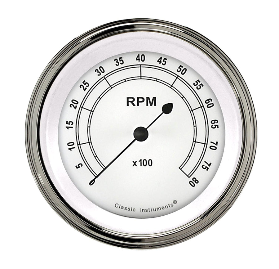 Classic Instruments 3 3/8" Classic White CW80SLF Tach 8000 RPM