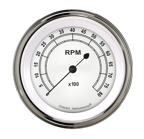 Classic Instruments 3 3/8" Classic White CW80SLF Tach 8000 RPM