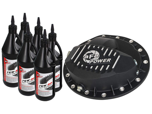 Rear Differential Cover Pro Series Black W/Machined Fins & Gear Oil