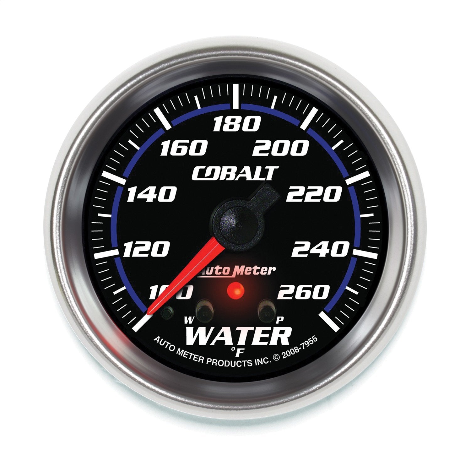 Auto Meter Cobalt 7955 2-5/8" 100-260 Degree F Full Sweep Electric Water Temperature Gauge with Peak Memory and Warning